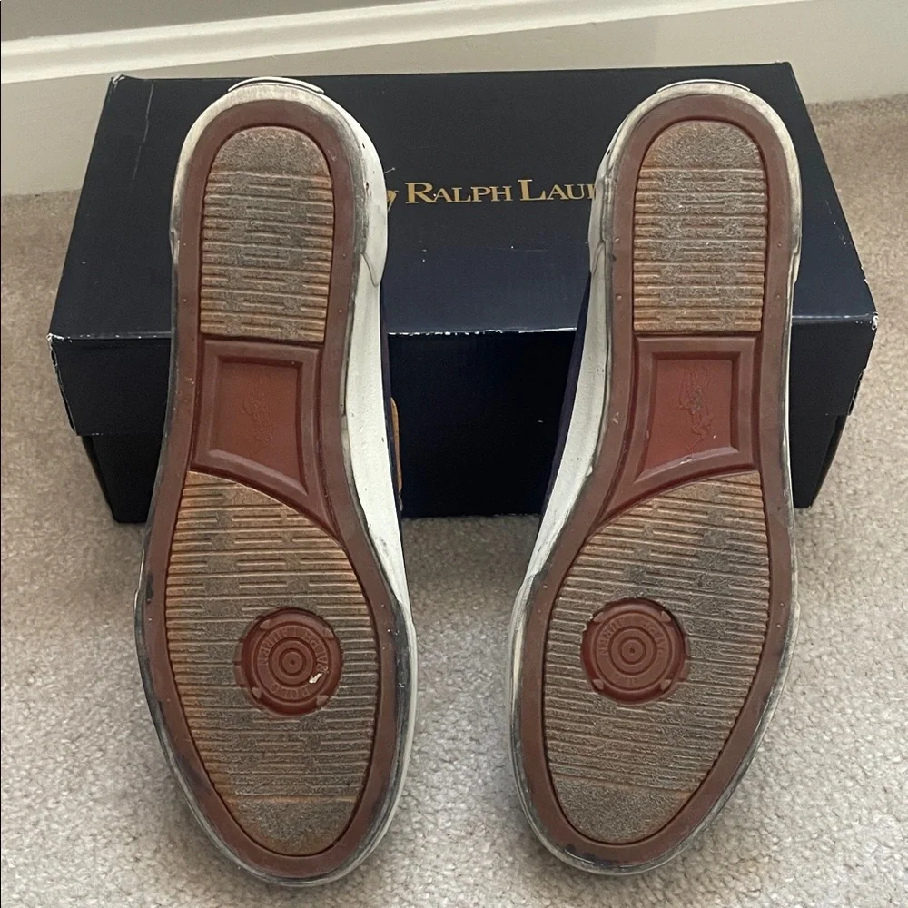 Polo by Ralph Lauren Navy and Tan Boat Shoes